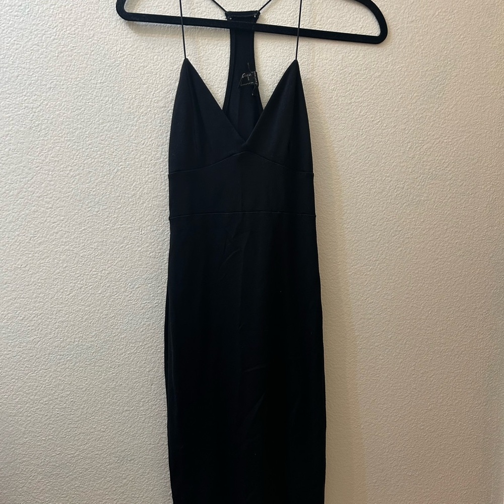 Forever 21 Black Midi Dress with Thin Spaghetti Straps